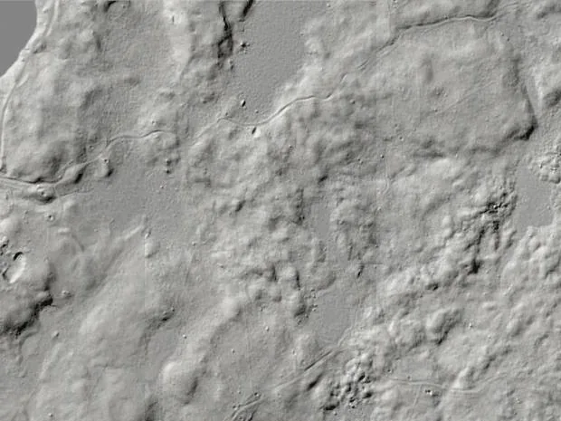LiDAR terrain showing old roads under the woods at Dogtown, Massachusetts